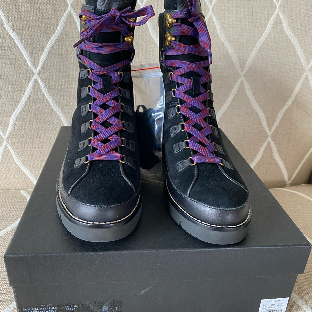 J Crew Suede and Leather Laceup Combat Boots NWT! - Picture 6 of 8
